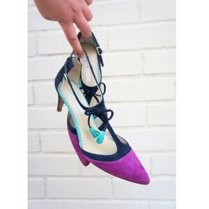 Boden Size 39 Colorblock Suede Heels